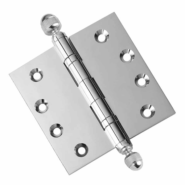 Embassy 4-1/2 x 4-1/2 Solid Brass Hinge, Polished Chrome Finish with Acorn Tips 4545BBUS26A-1 - main